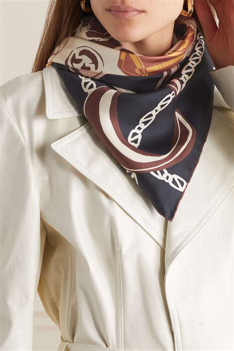 netaporter gucci scarf|Gucci silk twill scarf.